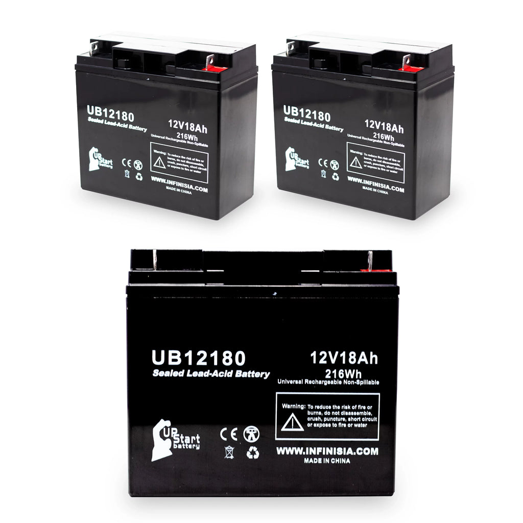 BATTERY AMERICA Acid Replacement Battery AGM, Universal - - Sealed Battery T4 SLA) (12V, Pack GP12170B1 Compatible Lead OF CSB UB12180 18000mAh, 18Ah, 3x Terminal,