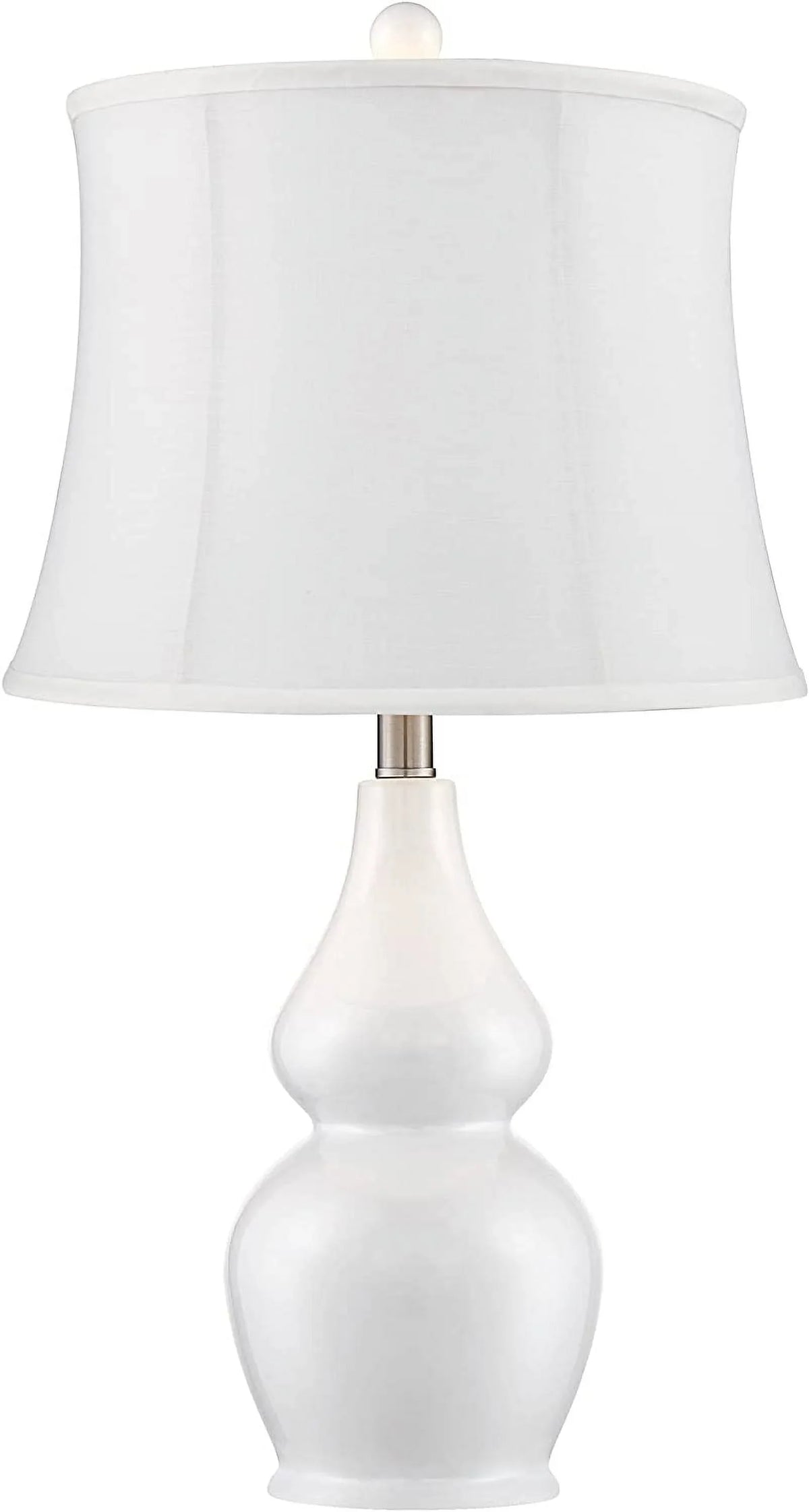 Double House Nightstand Tall Ceramic Modern Softback 25" White Bedroom Bedside Home Lighting for Tapered Entryw Jane Gourd Fabric Room Drum Lamps Living Table Shade TJUNBOLIFE Office