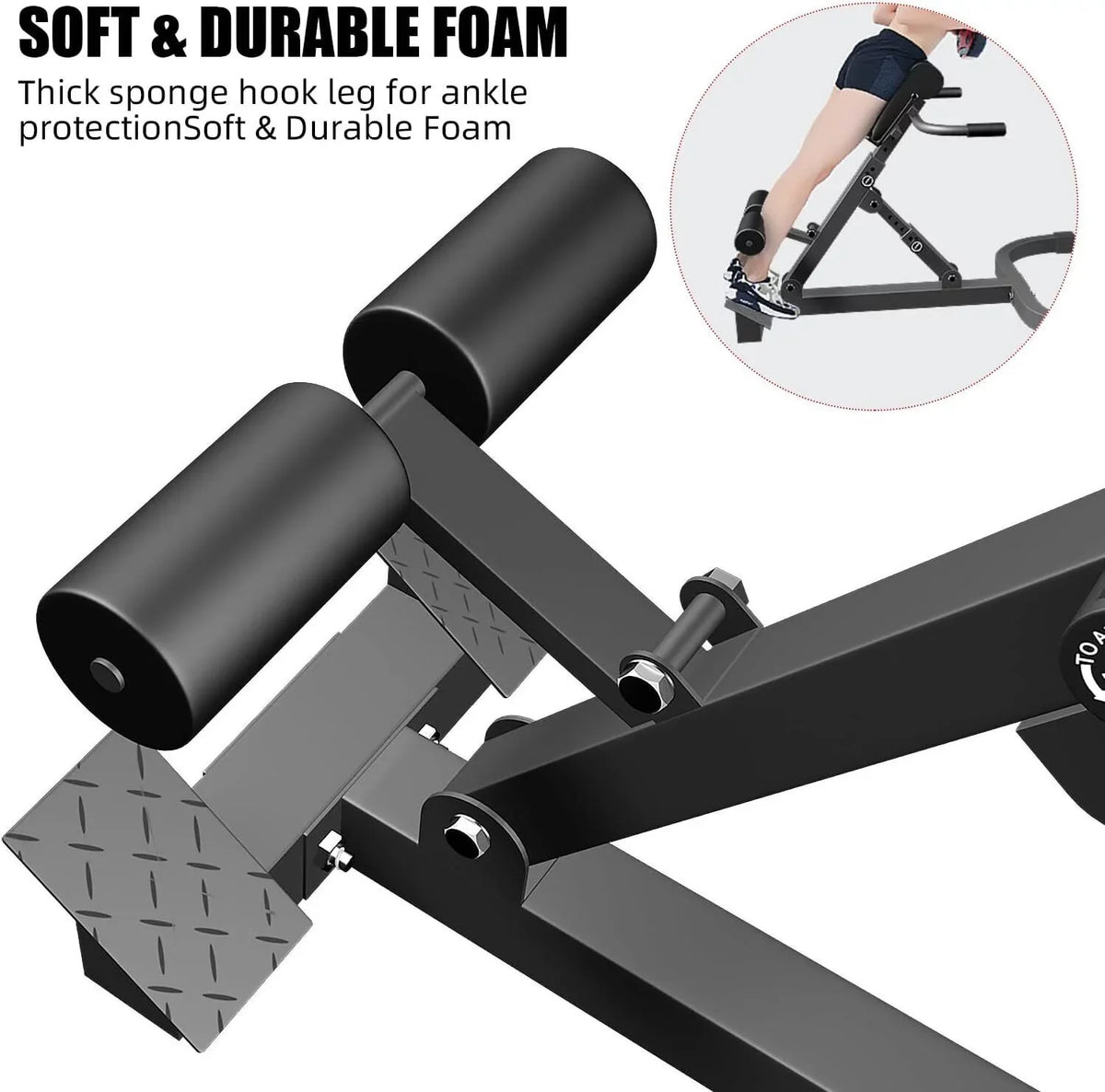Adjustable Back Machine, Bench Roman in Multi-Functional Extension Hamstring Bench Chair Hyperextension 40.55*27.55*44.48 - Black