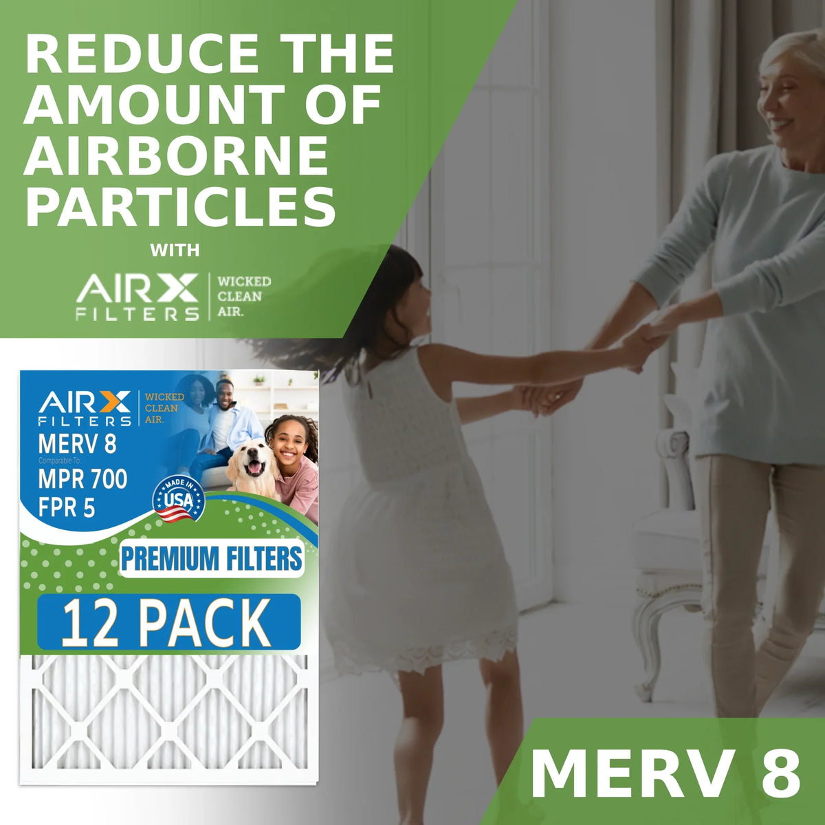 of Pack FPR & Rating, Air 15x20x1 in by AIRX Furnace 8 CLEAN WICKED MPR Comparable Made 12 MERV - 5 700 Filter FILTERS to USA Filters AIR.
