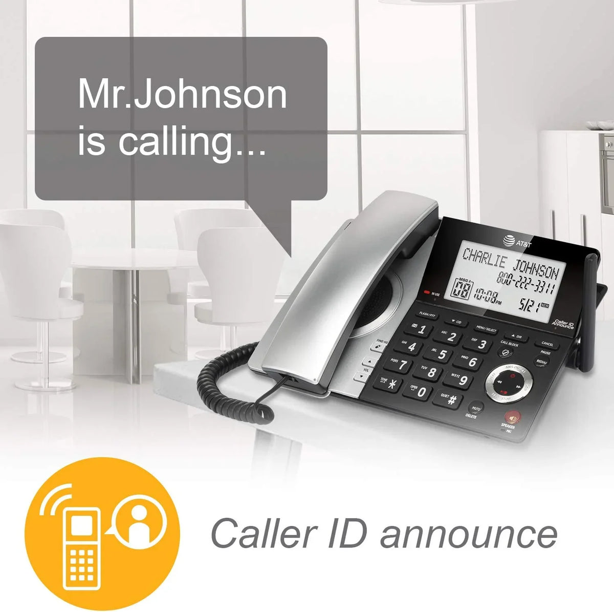 Handset Expandable Call with Blocker, Corded/Cordless with Smart Phone 1 CL84107 Black/Silver AT&T 6.0 DECT