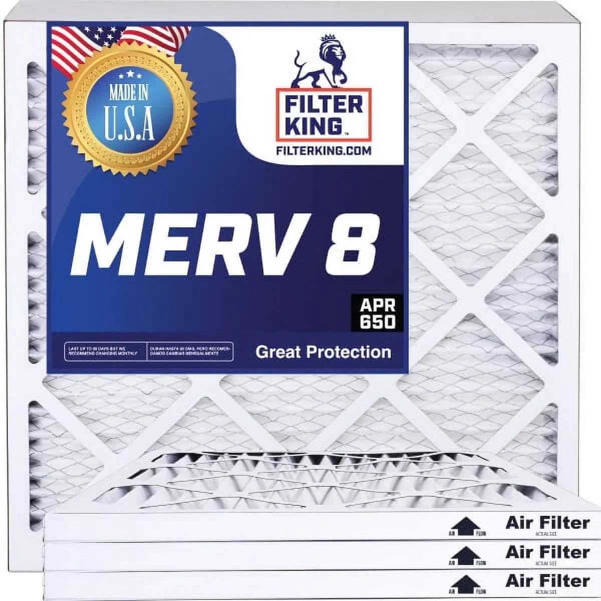 | MERV 10 x 10x62.5x1 8 | | King A/C MADE Air Filters HVAC Furnace Filter 4-PACK IN .75" 62.5 Pleated USA dimension: x | Filter Actual