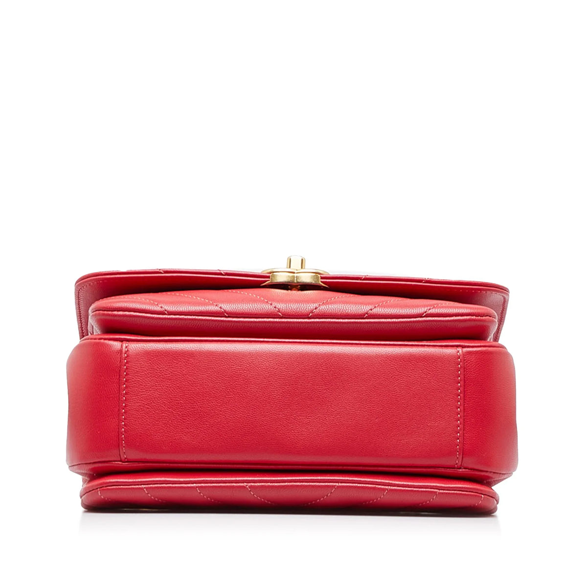 Chevron Leather Red Flap Satchel CC Pre-Owned Authenticated Unisex Lambskin (Good)