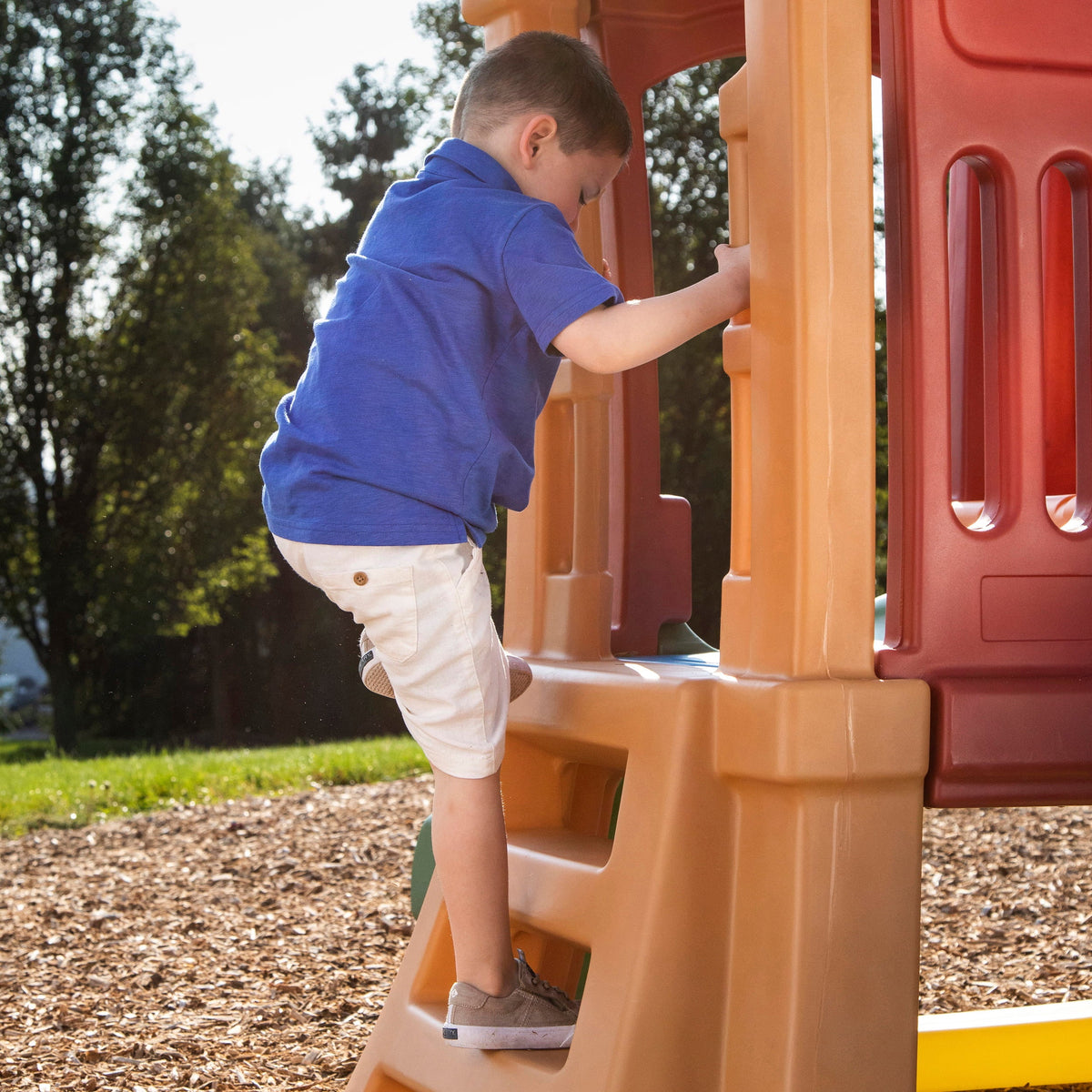 Toddlers Play Double Slide Climber, Up Step2