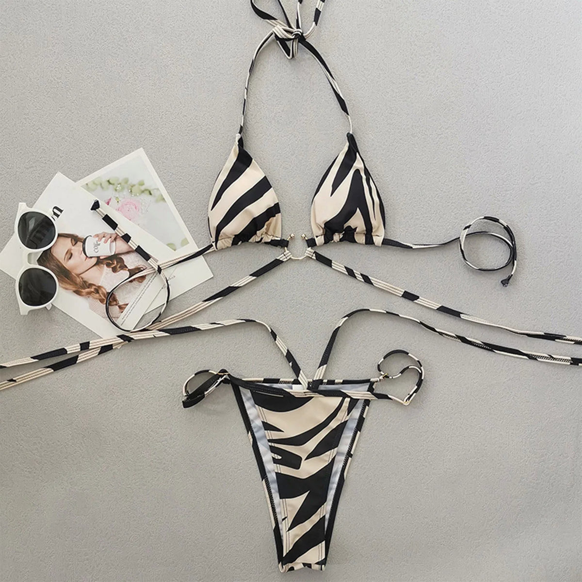 Swimsuits Lace Women Split Bikini Two Color for Swimsuit Up Striped Sexy Panda