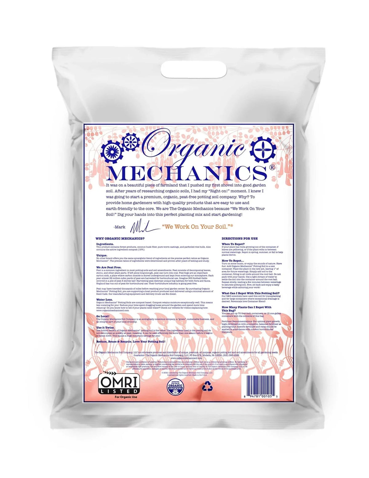 2 Potting Mechanics Blend Organic Purpose Soil, Peat Free cu ft Container All