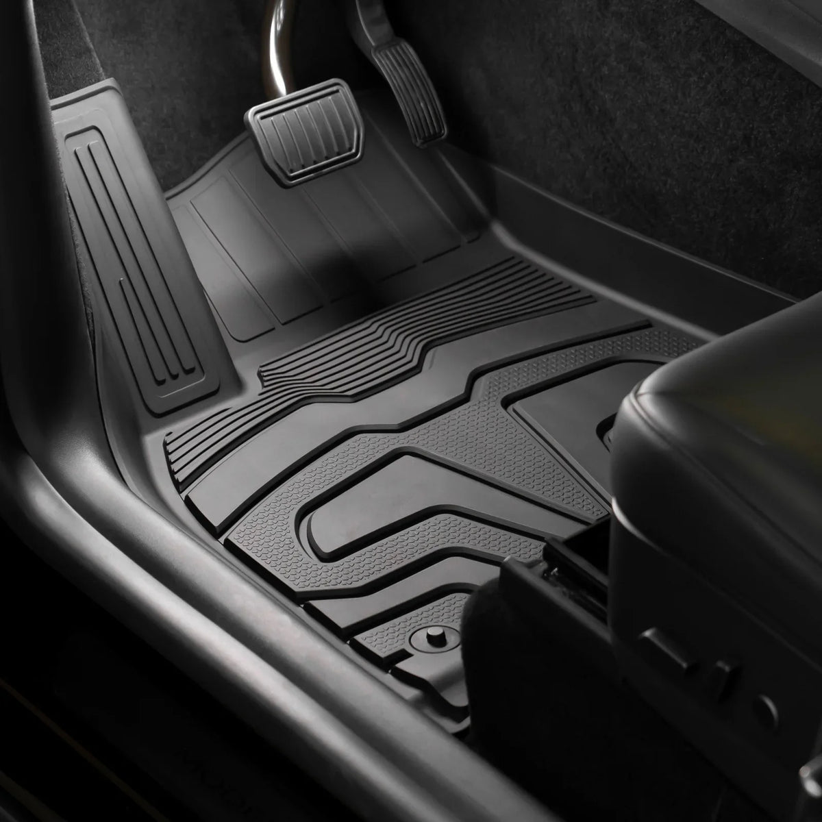 Floor Front 2nd Black climate Cargo Heavy Protection Mats + Liners, Mats, with Full Rear Trunk Model Y, & Tray Custom Mat All 3D Motorsports Row Floor 2020-2023 Tesla Compatible Set Duty TPE Ikon