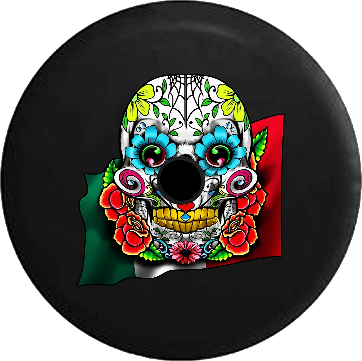 Inch RV 32 Roses Tire Wrangler Spare 2019 2018 Mexican Skull for Backup JL Jeep Camera Cover Colorful Sugar with