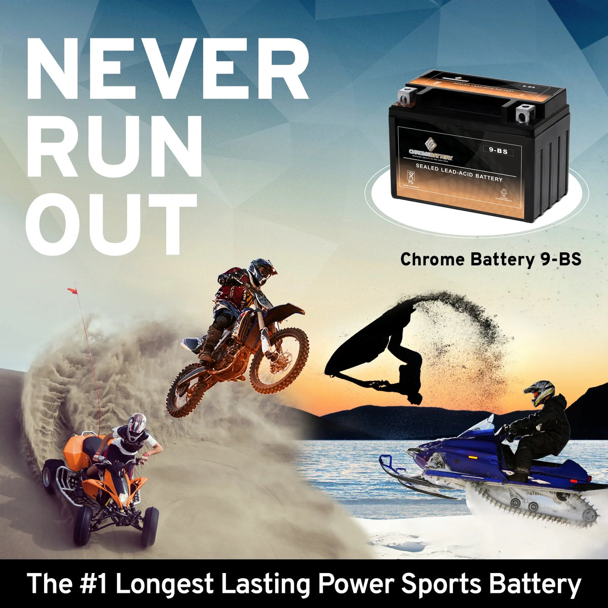 Suzuki 400Cc for 2004 Atv Battery Chrome Ytx9-Bs Quadsport Battery Lt-Z400