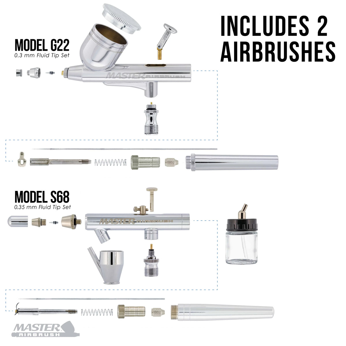 Master Hose Colors 6 TC-20, G22, with Professional S68, E91 Kit Airbrush Compressor Air Createx Master Wicked &