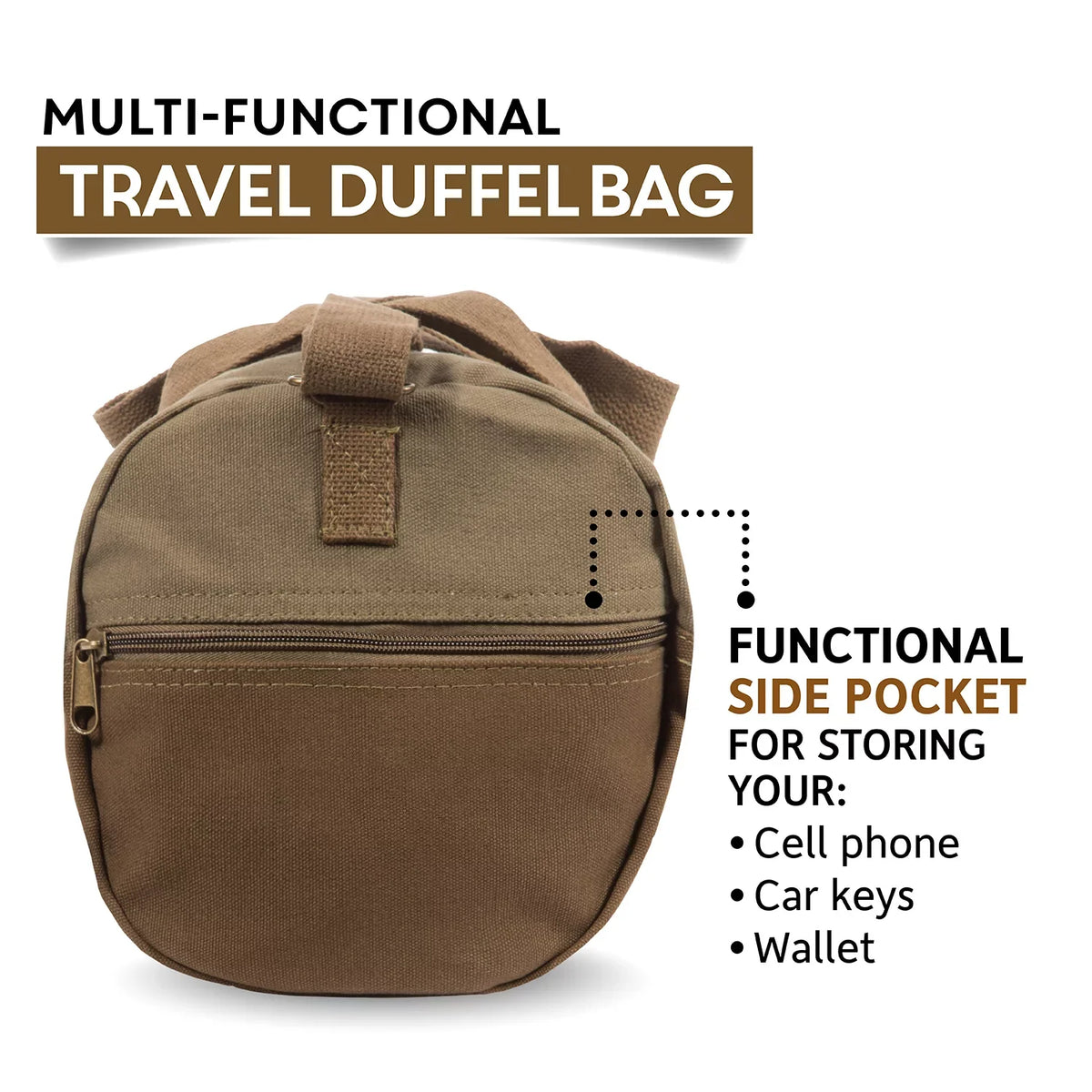 Travel Sport Canvas Up Bag F 19" Two Tone Beard Weekender the Duffel Brown