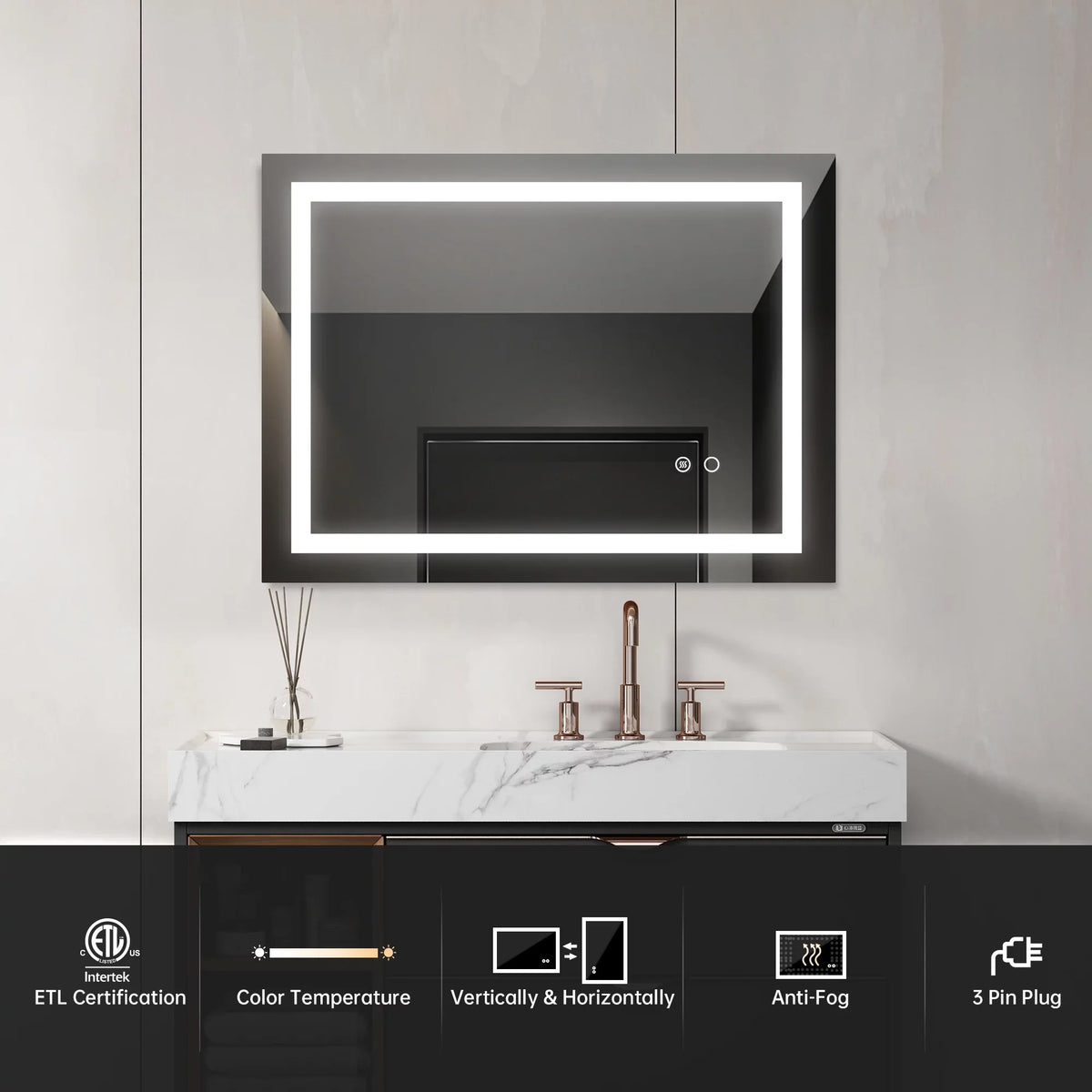 Illuminate - Mirror Mounted inches LED Bathroom design Wall with 32*24 -
