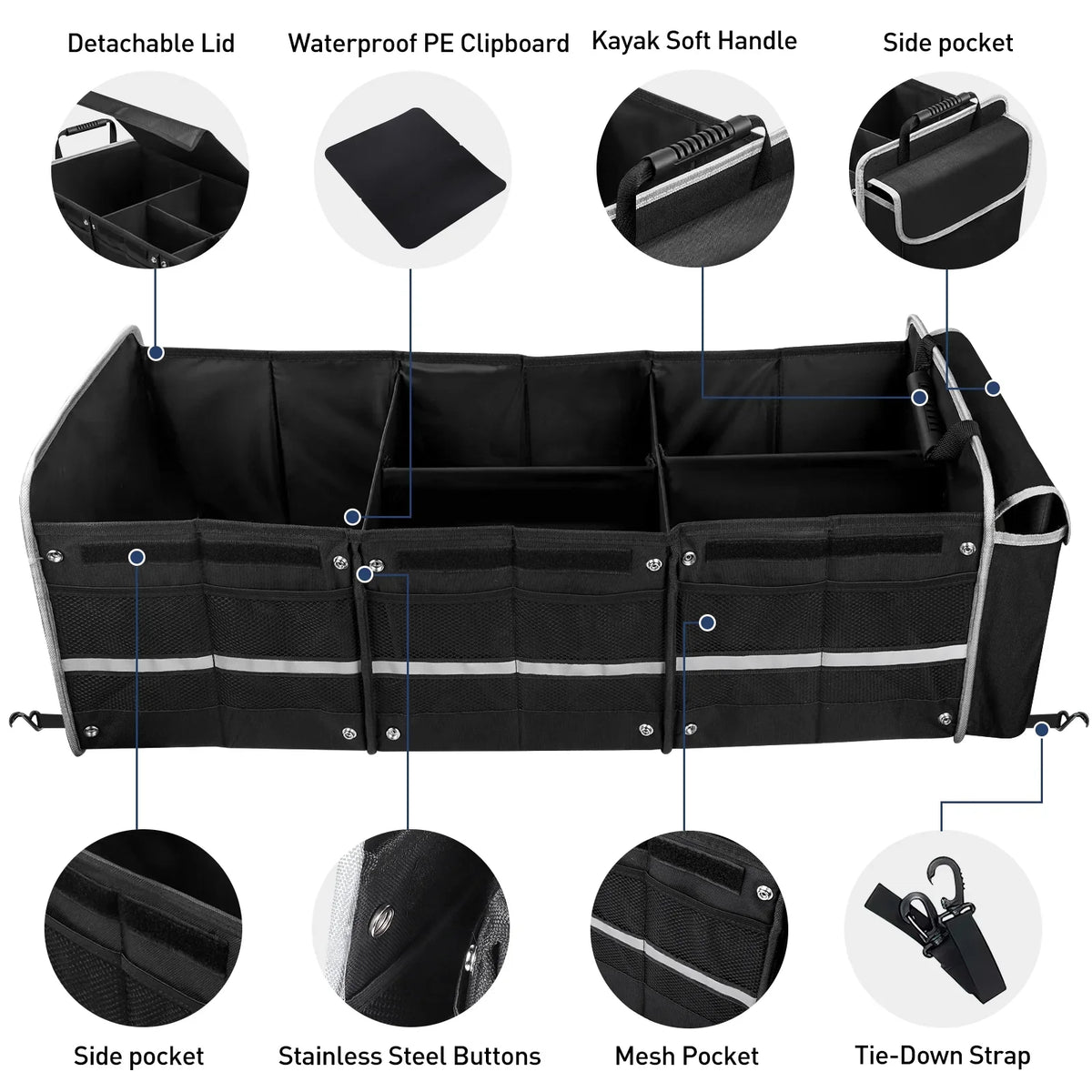 Compartment Trunk Car 4 Box Storage 1 SUV Collapsible Organizer, in with Trunk Car Bag Storage for Truck Cooler Insulated Multi Leakproof