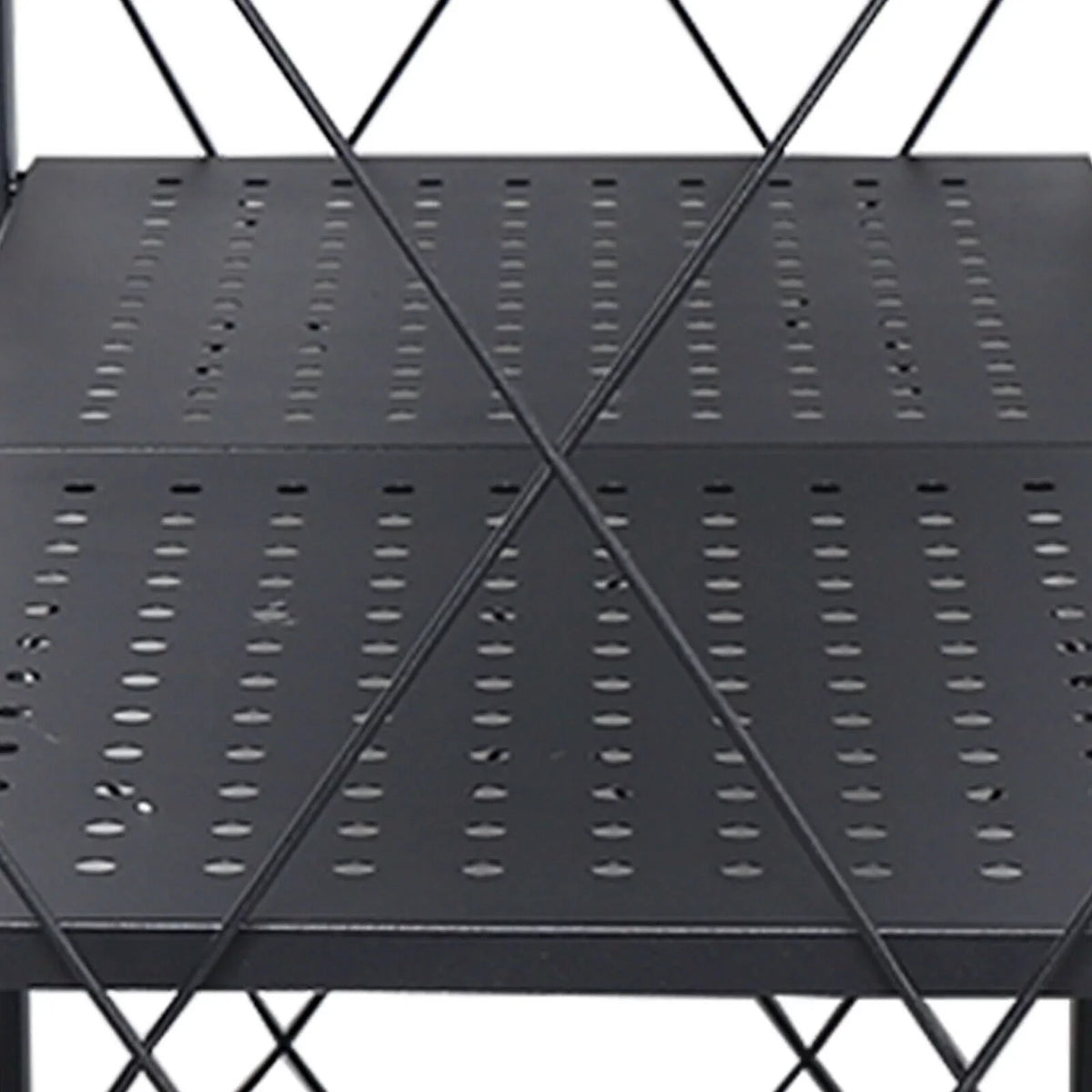3-Tier Storage with Utility Shelves Metal Rack Kitchen Movable Trolley (Black) Cart Miumaeov Holder Foldable Rolling Wheel