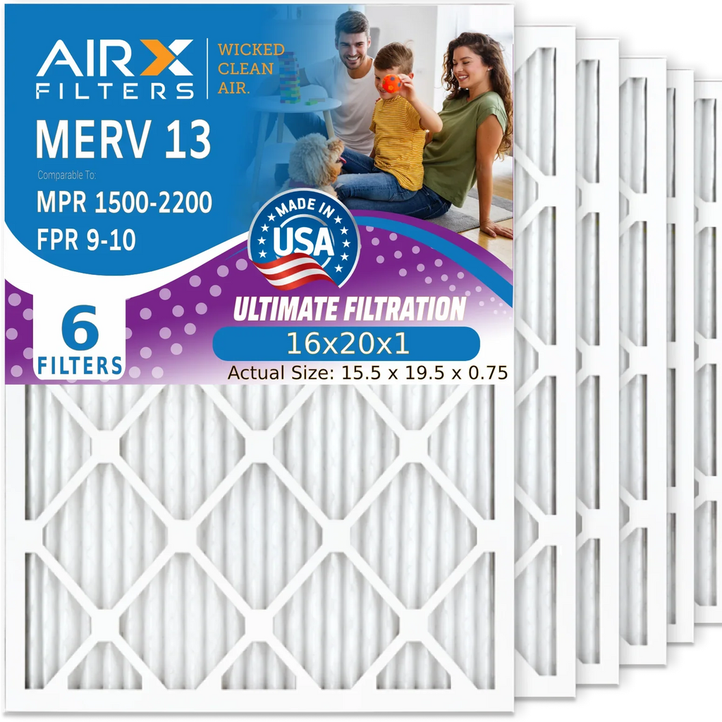 Pleated - Comparable 2200 & AC USA Air FILTERS Pack to AIR. Premium Furnace Air HVAC Filters 6 13 Conditioner 16x20x1 by CLEAN WICKED MPR Filter 16x20x1 1500 Electrostatic AIRX MERV FPR 9 Filter Made
