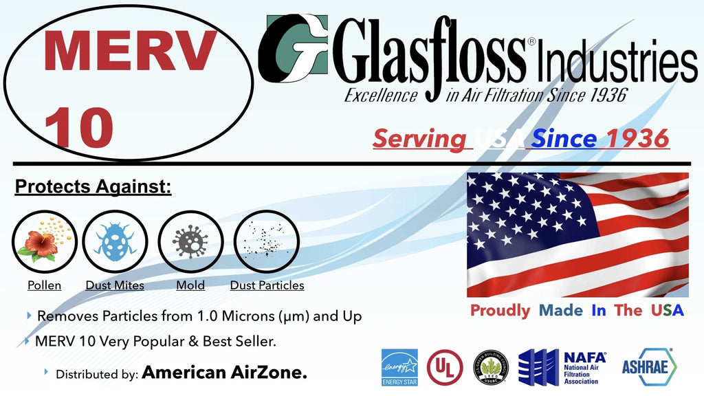 MERV Filter Air In - Glasfloss Filter Air Furnace (Pack Home Pleated HVAC - AC or 12x25x2 Filter Made 4) 2" The - - - 10 or - Office of Air USA.