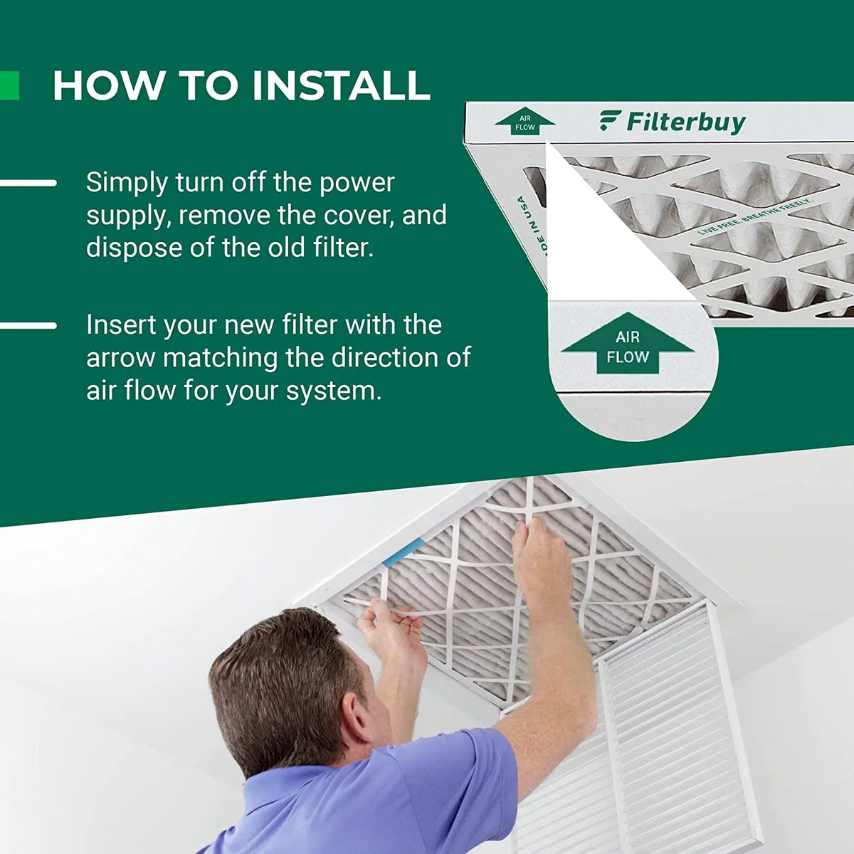 HVAC 19x20x1 Filterbuy AC MERV Air Furnace Filters 8 Pleated (5-Pack)
