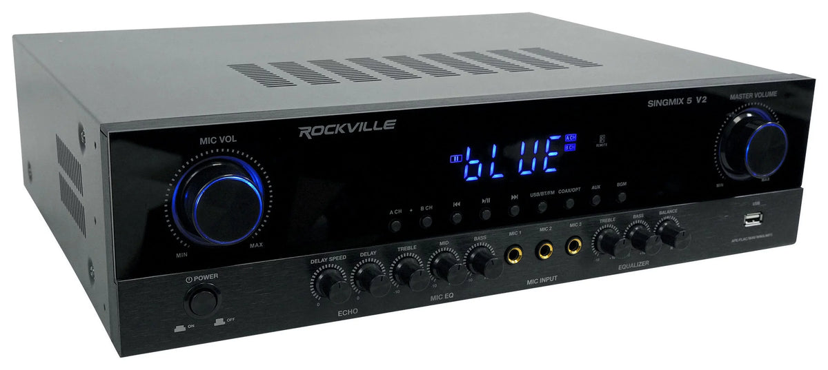 Rockville Ceiling 8" Home Speakers Black SINGMIX Receiver Bluetooth 5 Amp+(4)