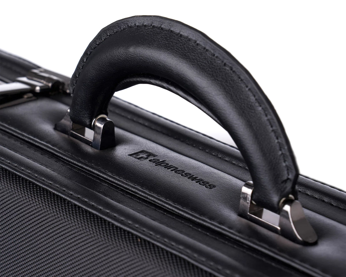 Expandable Lock Attache Hard Alpine Swiss Dual Case Combination Side Briefcase