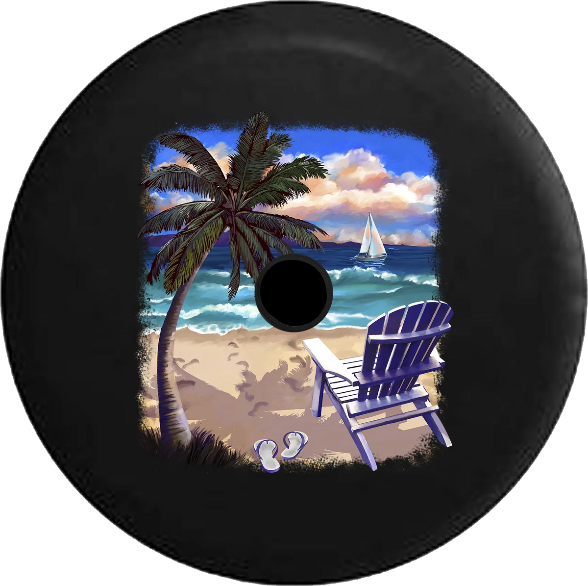 Blue Sand for Trees Wrangler & Backup Cover RV Jeep Ocean 2018 Waves Camera Spare Inch JL 32 2019 Chair at Beach Palm Tire the