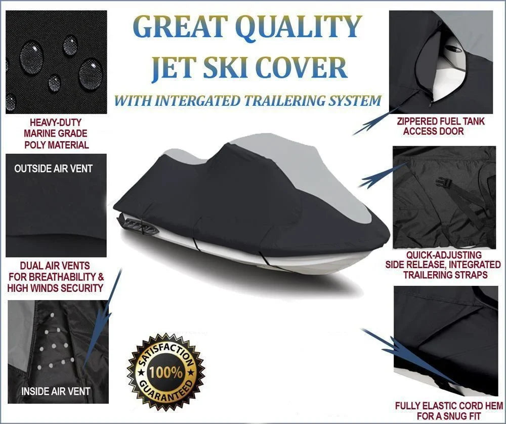 YAMAHA for OF Trailerable TOP WaveVenture Compatible PWC THE JETSKI 760 Jet 1997-1998 Cover HEAVY-DUTY Ski LINE Black/Grey Cover SUPER