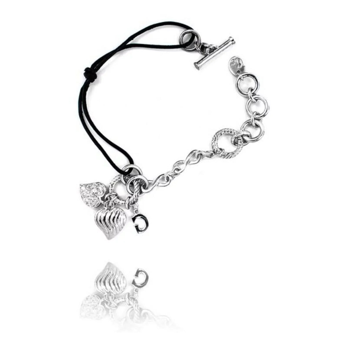 (19 Sterling Black cm) Silver Watches GC Ladies'Bracelet Leather CL107B03 silver