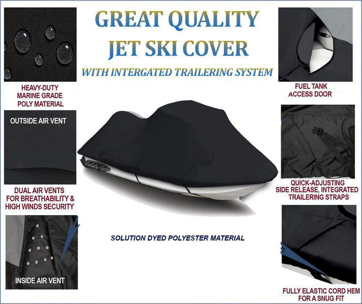 Compatible 2015 2021 3 ACE Cover Sea 2014 Cover JetSki 3up Doo Watercraft for 600 DENIER Seater 2022 900 Sea-Doo 2019 Spark 2020 HO 2018 Jet PWC 2017 Ski BLACK