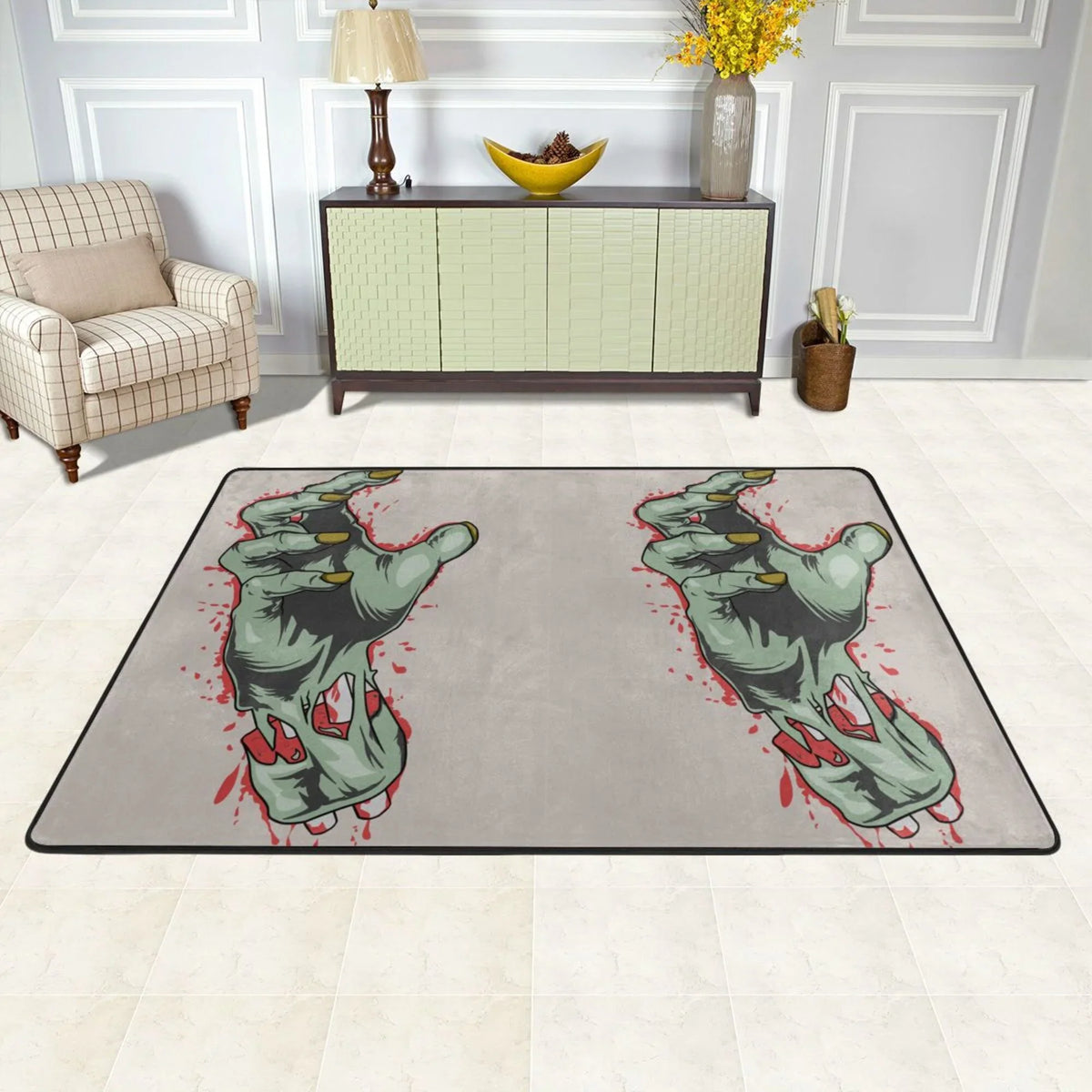 for Doormat Non-slip Floor Mat Living Room Horror Zombie Hand Rug Sink Blood Kitchen XMXY Rugs Area exterior Indoor,72"x48" Area Entrance, Facecloth