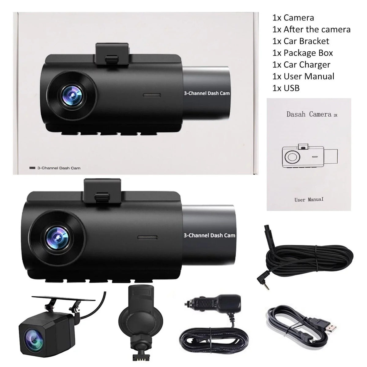 Recorder 4K Rear & Camera Cars Track Front True 3 Video Lens Dual WiFi&GPS Dash