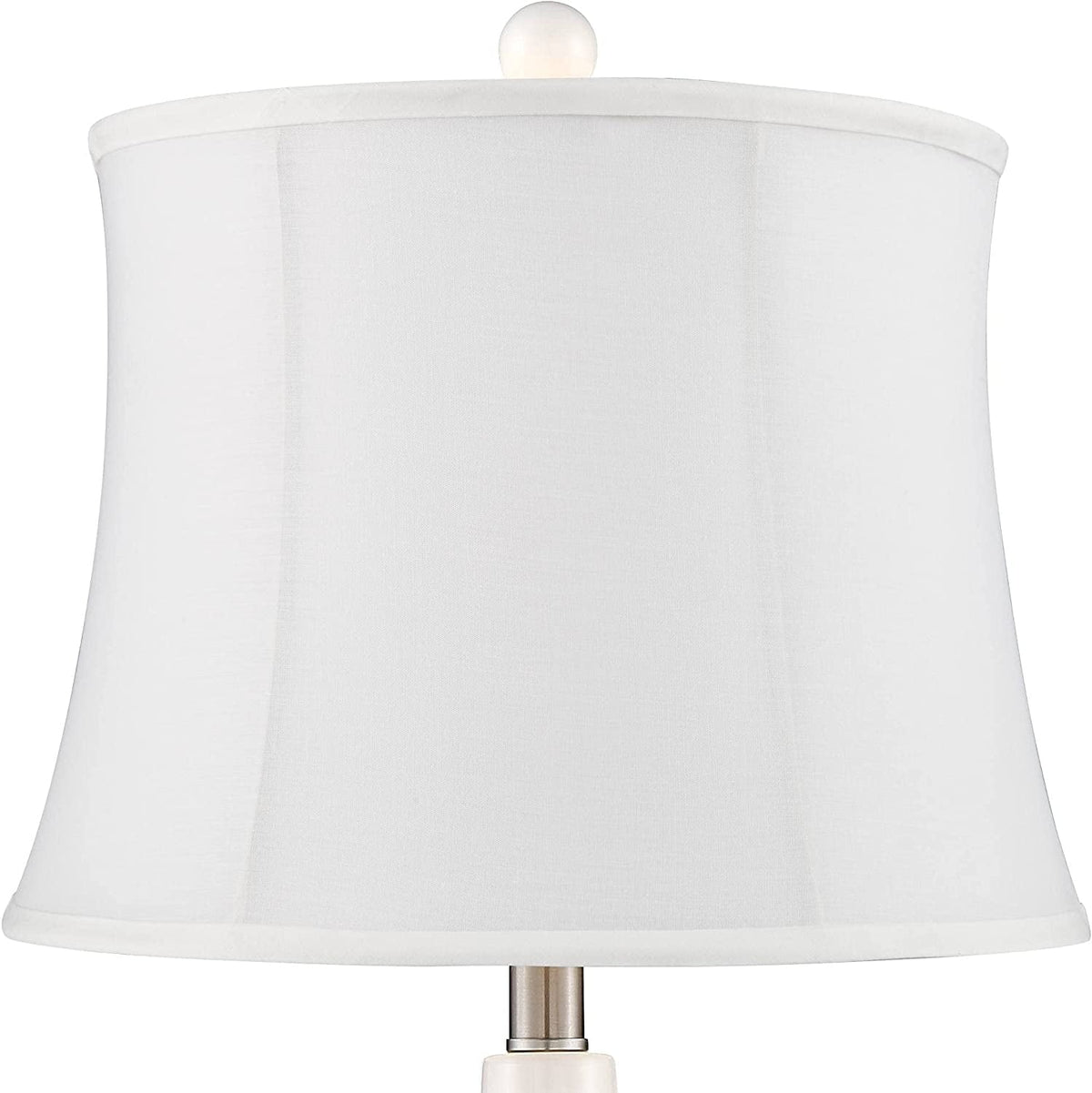 Double House Nightstand Tall Ceramic Modern Softback 25" White Bedroom Bedside Home Lighting for Tapered Entryw Jane Gourd Fabric Room Drum Lamps Living Table Shade TJUNBOLIFE Office
