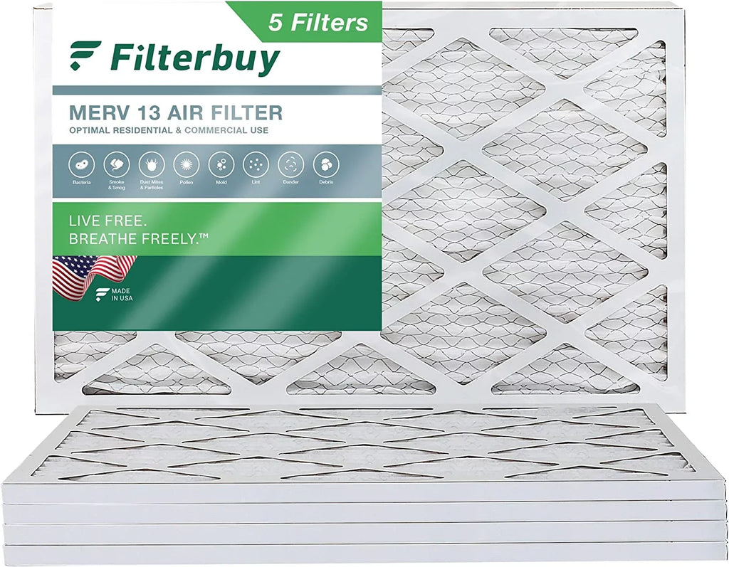 Filterbuy Filters (5-Pack) Furnace MERV HVAC Pleated AC 13 Air 16x25x1
