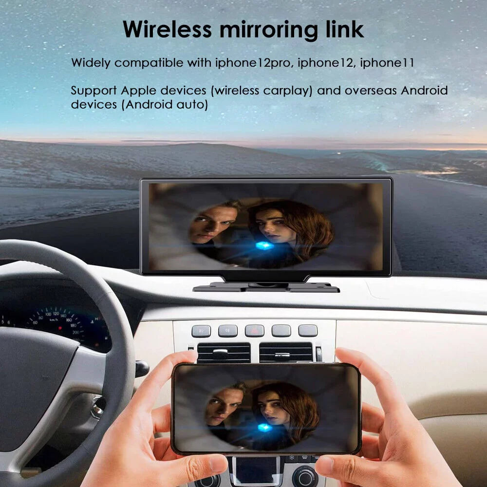 Lens Recording, KingFurt with Touch Dash Dual Camera Connectivity, 1080P Android Screen, T91 - 2K Enhanced WiFi Wireless Auto,