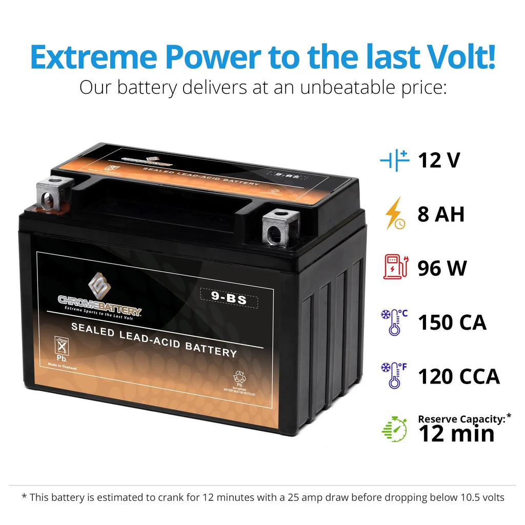 Battery Suzuki 650Cc Motorcycle Dr650Se 2008 Ytx9-Bs for Battery Chrome
