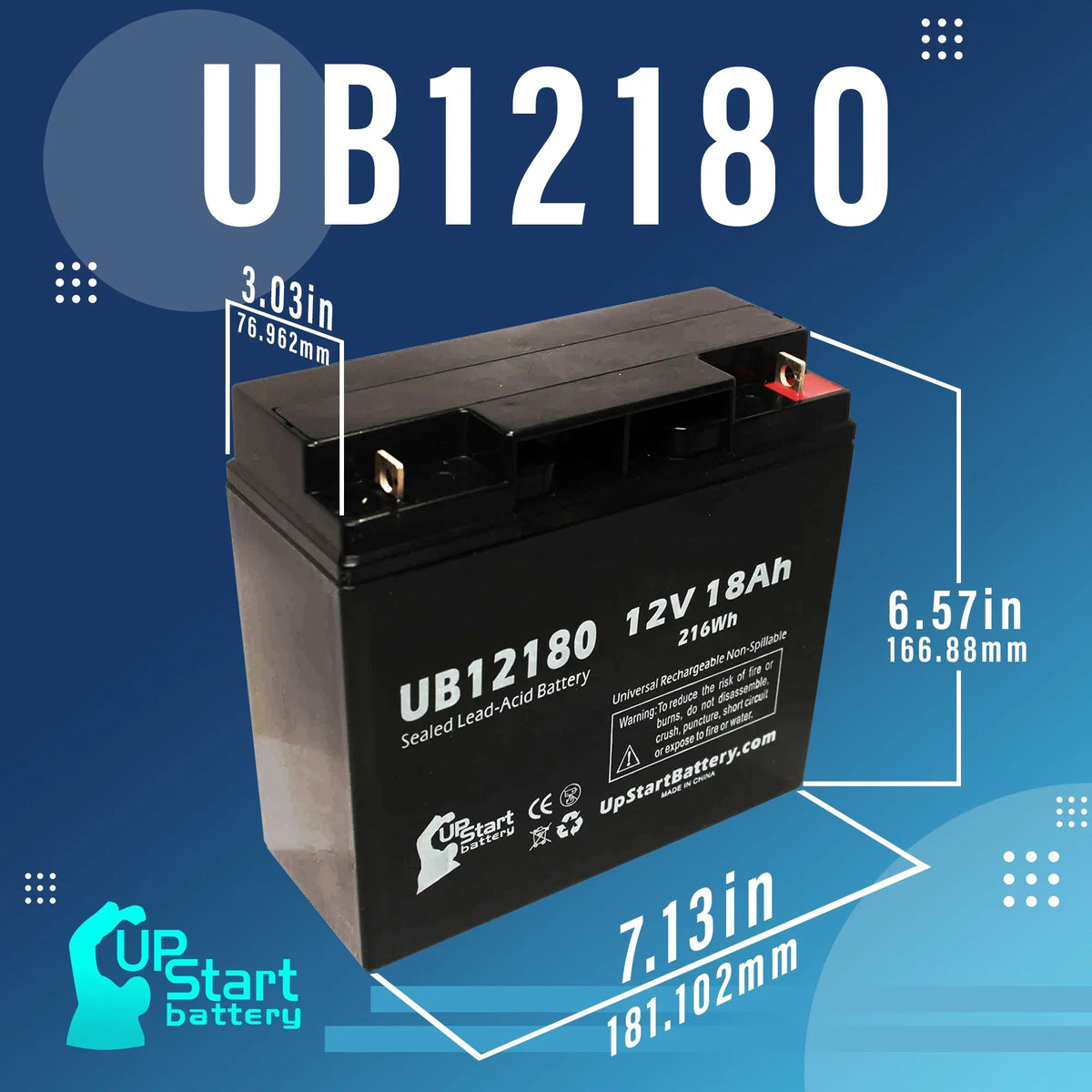 SLA) Acid Sealed Lead (12V, CFP12V18UPS T4 BATTERIES Terminal, - PICHER Replacement UB12180 Universal Battery Battery 18000mAh, AGM, Compatible 18Ah, EAGLE