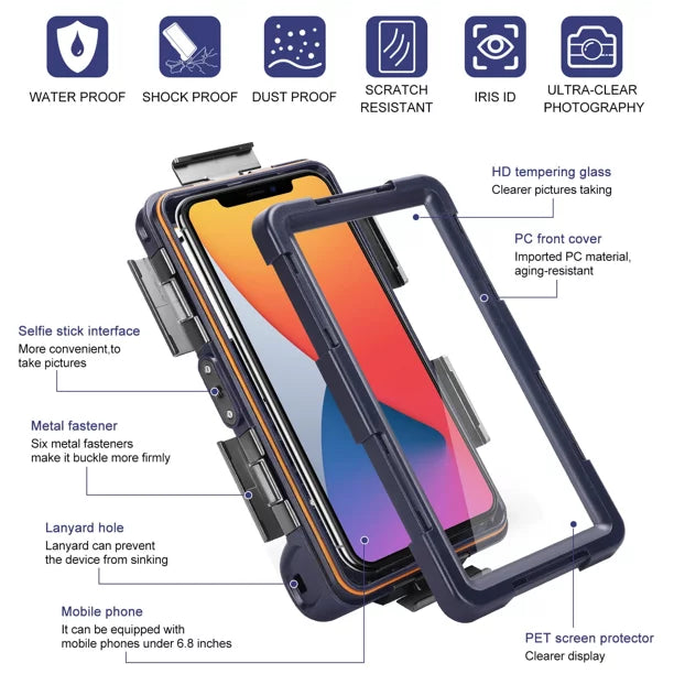 Phones for LCD 6.9 Protective Mi Inch Professional And Swimming Underwater with Waterproof Housing Video [15m/50ft] Up to 9 Lanyard Case Snorkeling Xiaomi Surfing Photo Diving all UrbanX