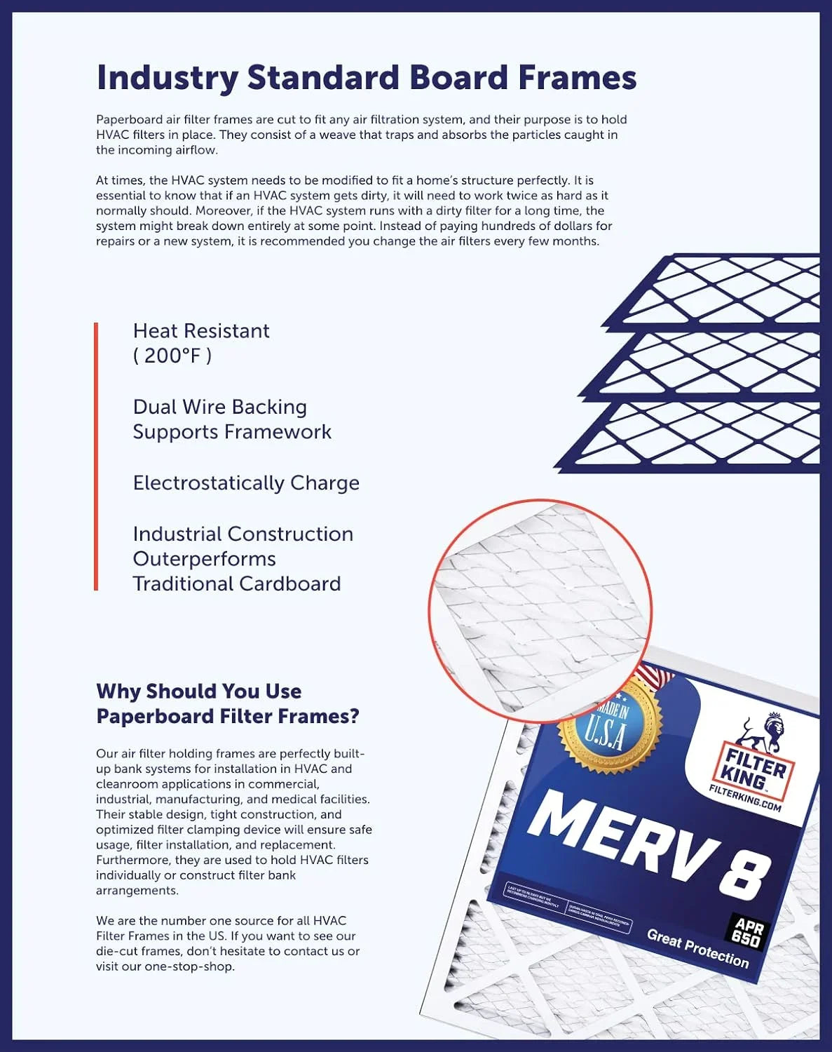 | Actual x MERV | Air Filter MADE USA | dimension: 8 Filter 4-PACK 63 Pleated 38.5x63x1 Furnace 38.5 A/C Filters IN x King | .75" HVAC