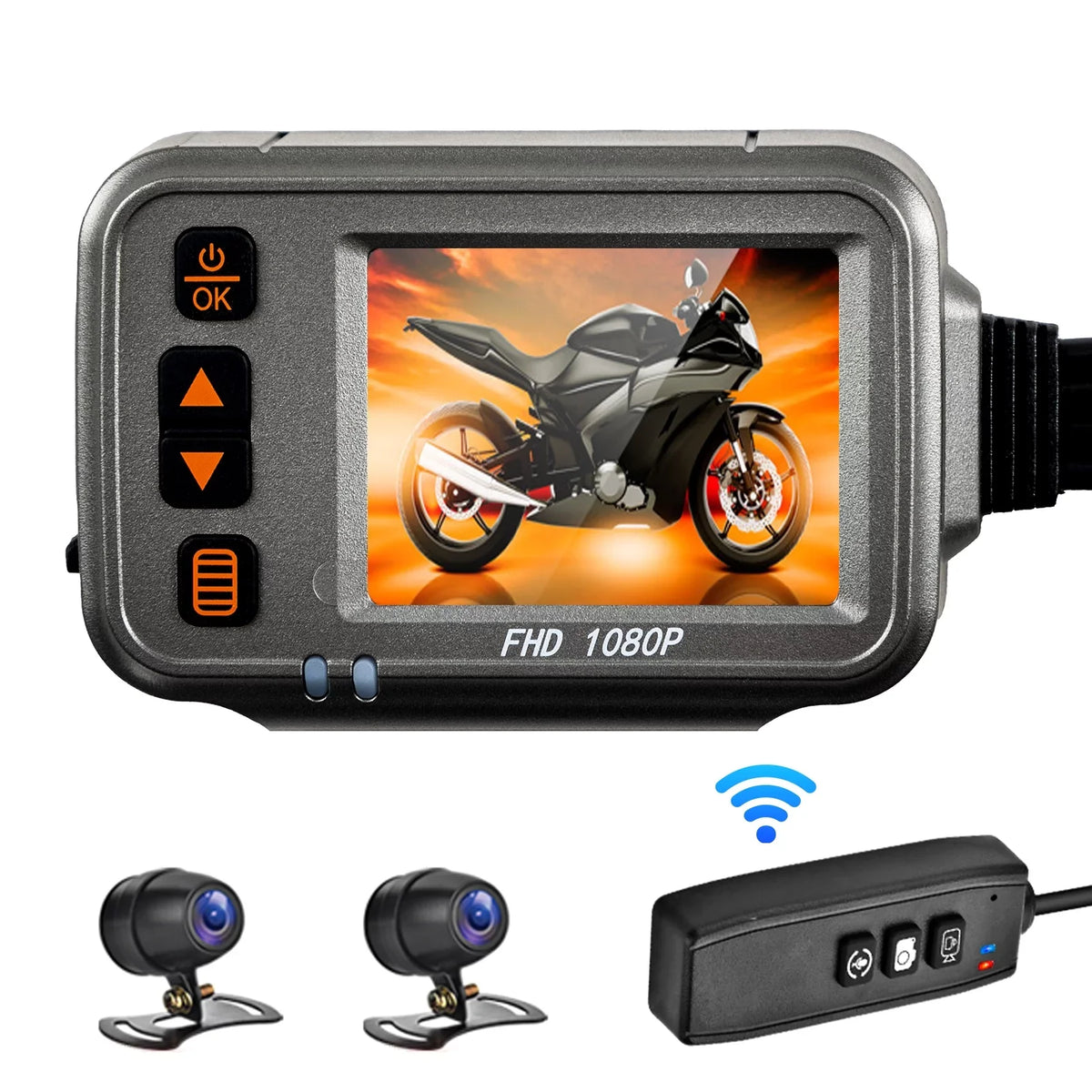 Ride Dual Vision Your WiFi Motorcycle Camera, Full 1080p Dcenta Dash Body Parking Waterproof Motorbike Night Safeguard Cam, ,