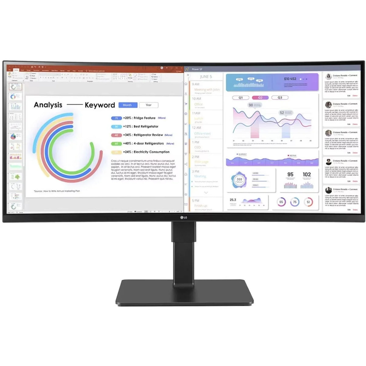 sRGB 3440 LED 1440 Monitor, x Black, HDR10, 34BQ77QB-B 34\" Ultrawide Textured Curved LG