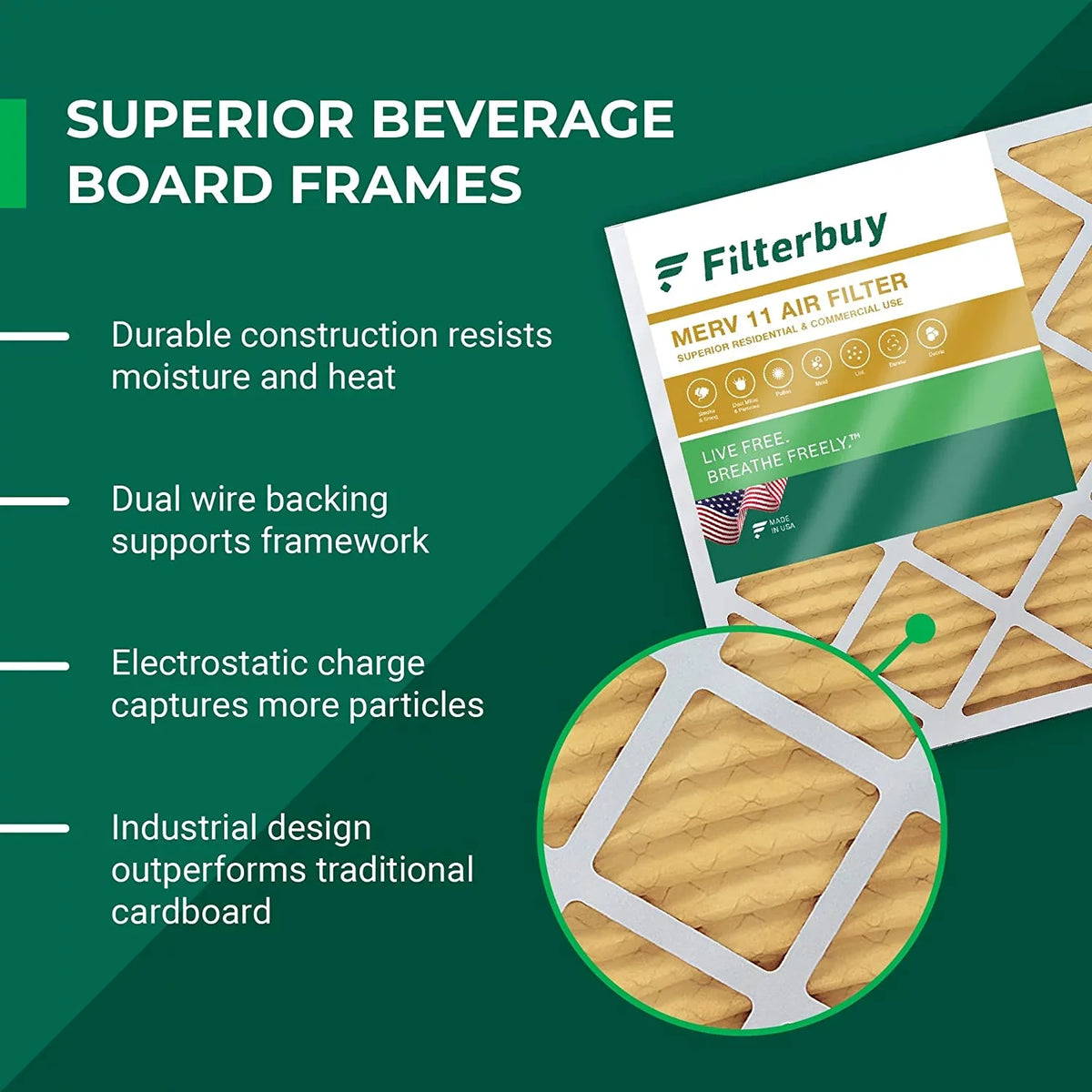 HVAC Air Pleated Filterbuy (5-Pack) Filters MERV Furnace 12x24x2 11 AC