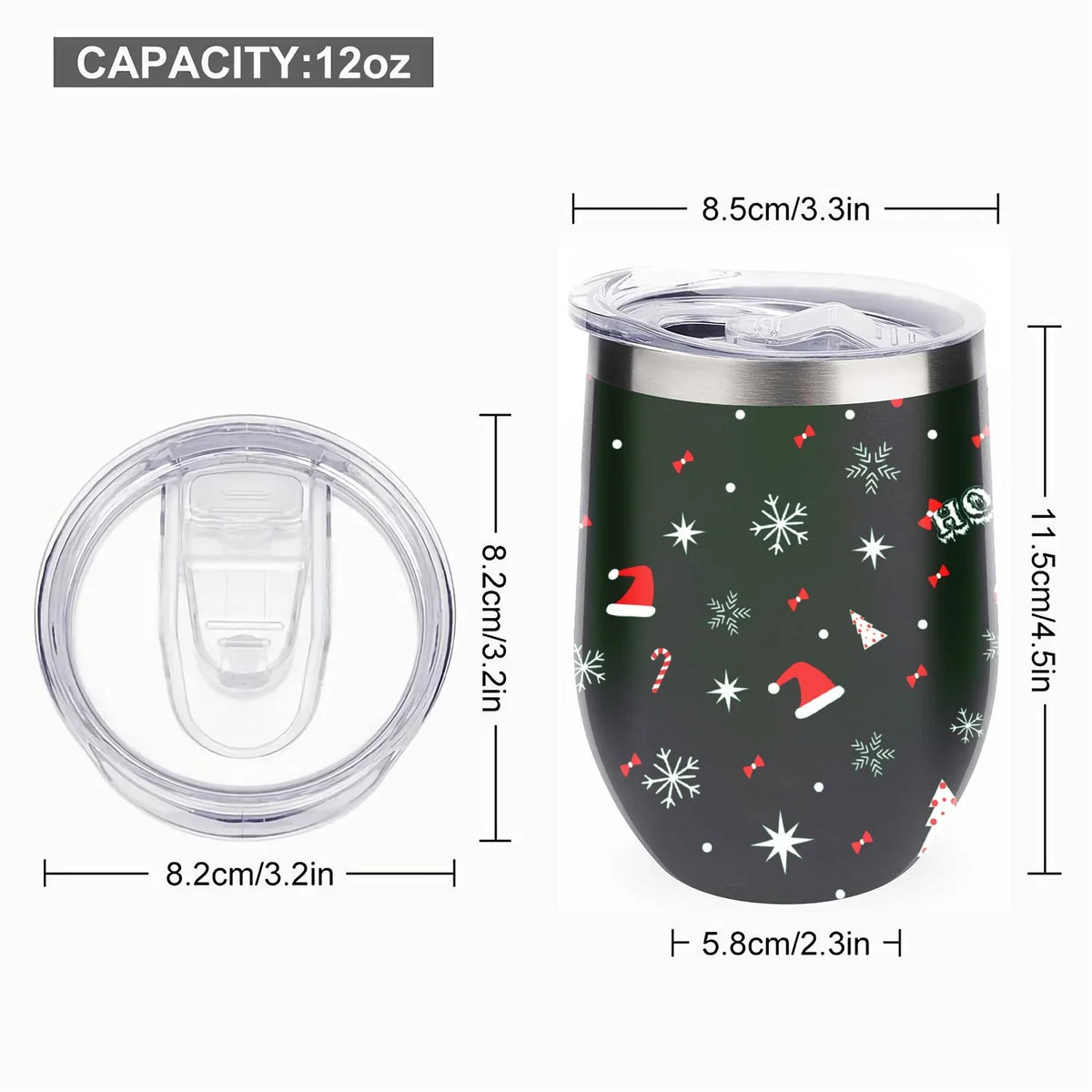 304 Insulation Cups Wine Vacuum Stainless Double Cups, Insulated Lid, Steel Red Tumbler with Belly with Shape Cup Eggshell Hidove Layer 12oz U Cup Big and Cup Color Christmas Green Tree