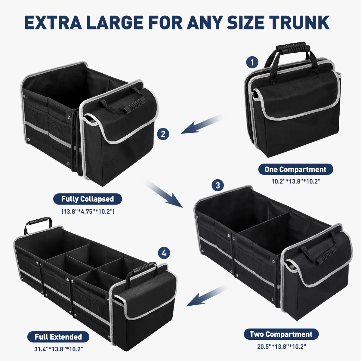 Compartment Trunk Car 4 Box Storage 1 SUV Collapsible Organizer, in with Trunk Car Bag Storage for Truck Cooler Insulated Multi Leakproof