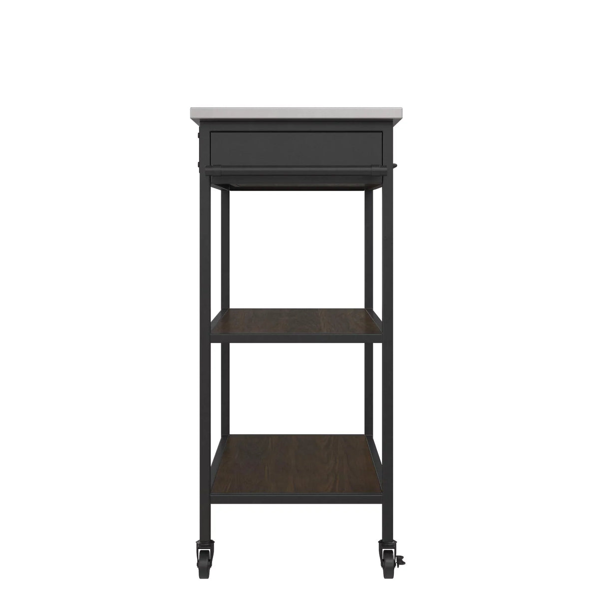 Top, Storage, Kitchen Steel Brown DHP Stainless Kane Frame, Pantry Black Counter Cart, Metal