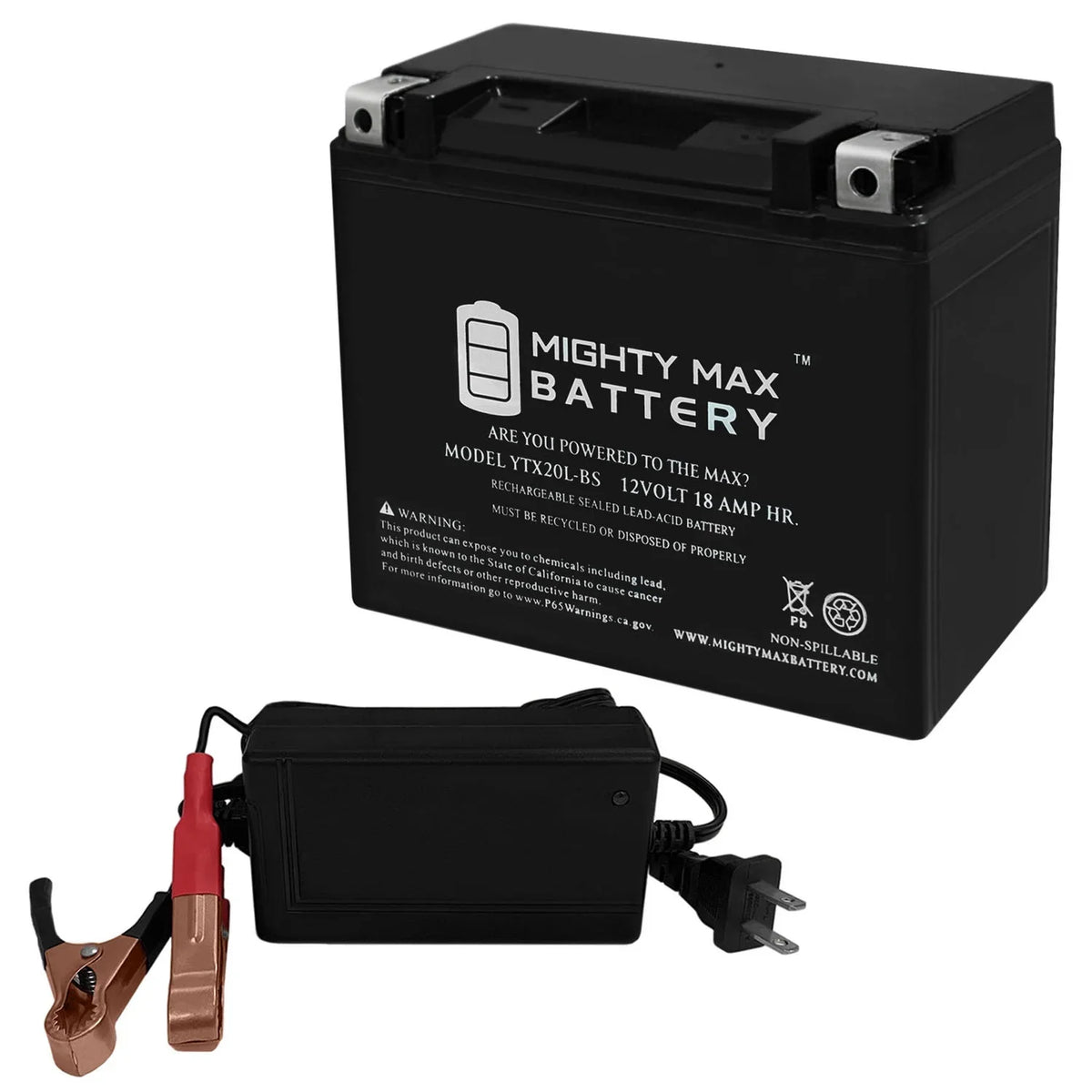 YTX20L-BS 12V for + Jet Zxi Charger Kawasaki ST JH750 4Amp Battery Ski