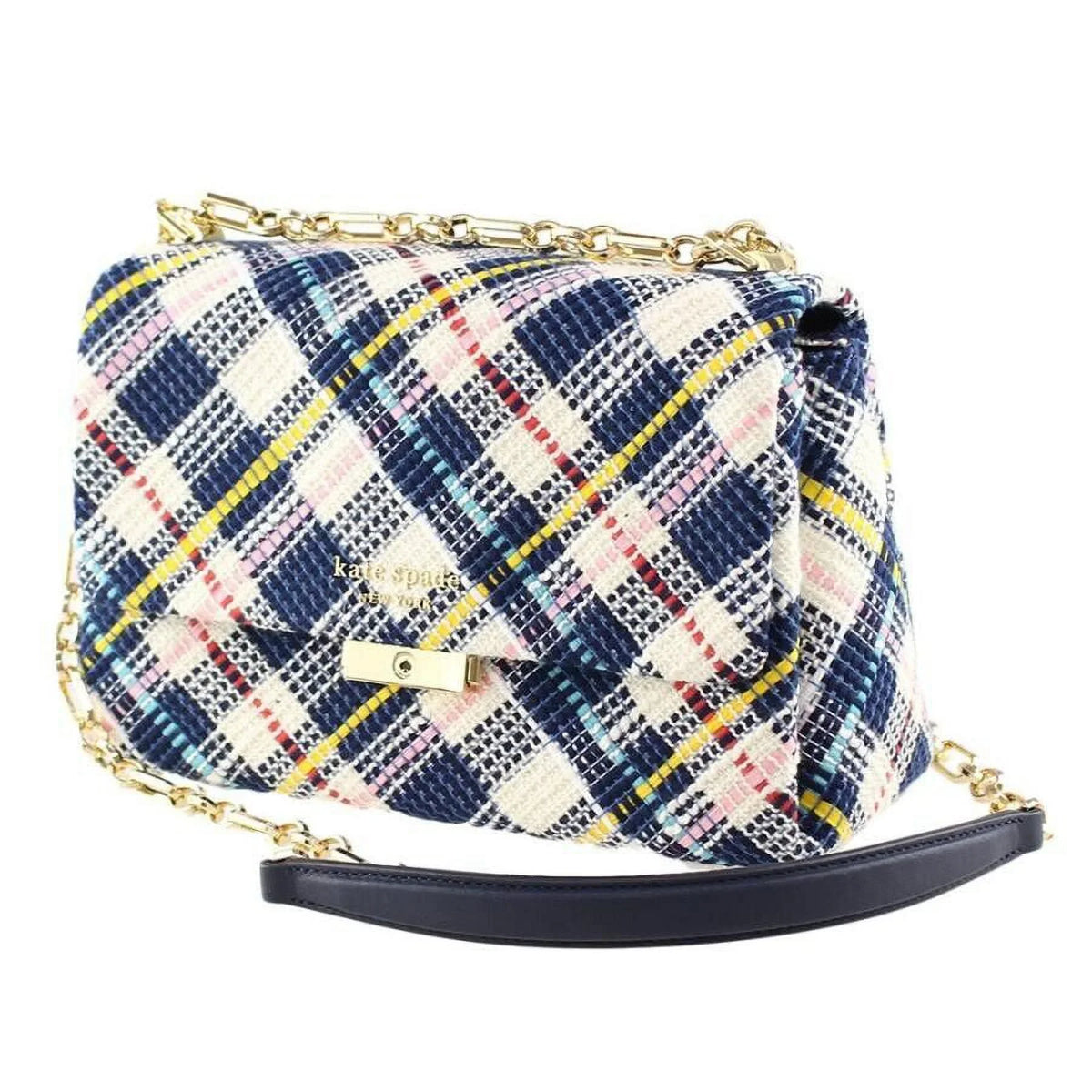 Tweed Carlyle Medium Kate York Spade Shoulder Fabric Chain New Bag Parchment