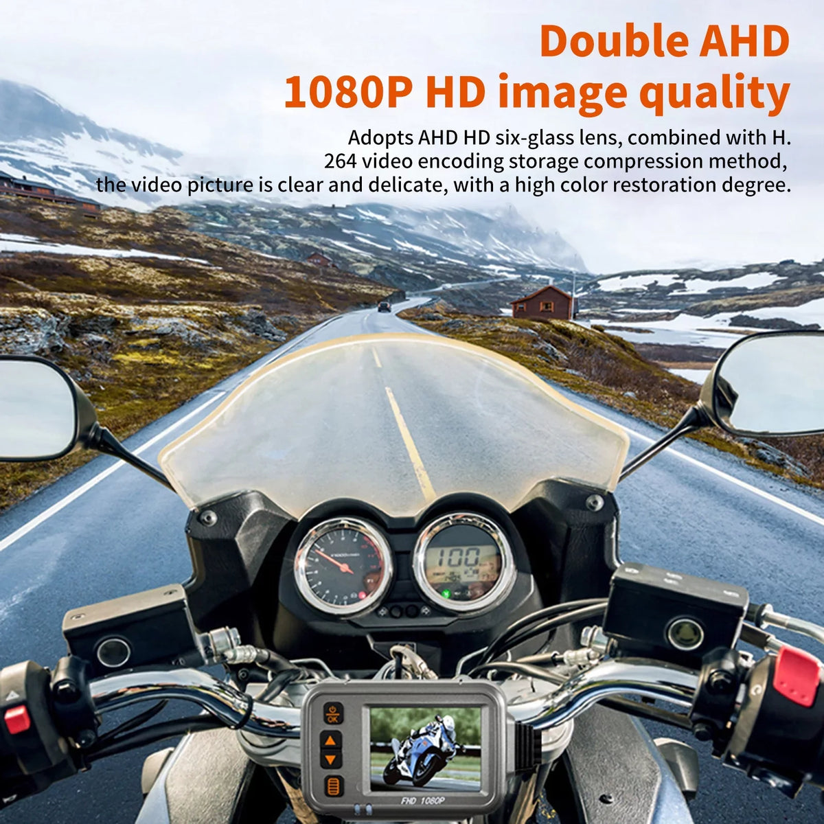 Wide Recording card Motorcycle Night Dual ,120° After With Full 32G Angle,Parking Body Monitoring, storage 1080p Dash Cam,WiFi Timed Waterproof Motorbike Camera Vision Flameout