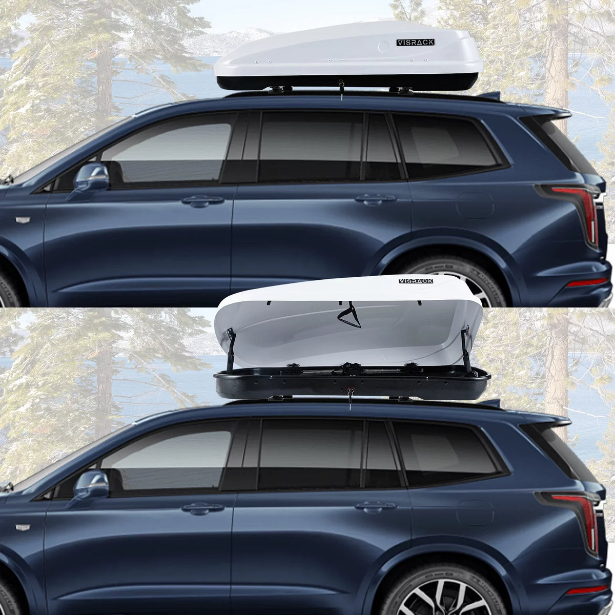 Rooftop 13.8" Double 13 Waterproof x W Rooftop Hard Rooftop ft³ SUV L Box x Large Shell with White 56.3" Cargo Cargo Carrier Box Cargo Locks, H, for 30.3"