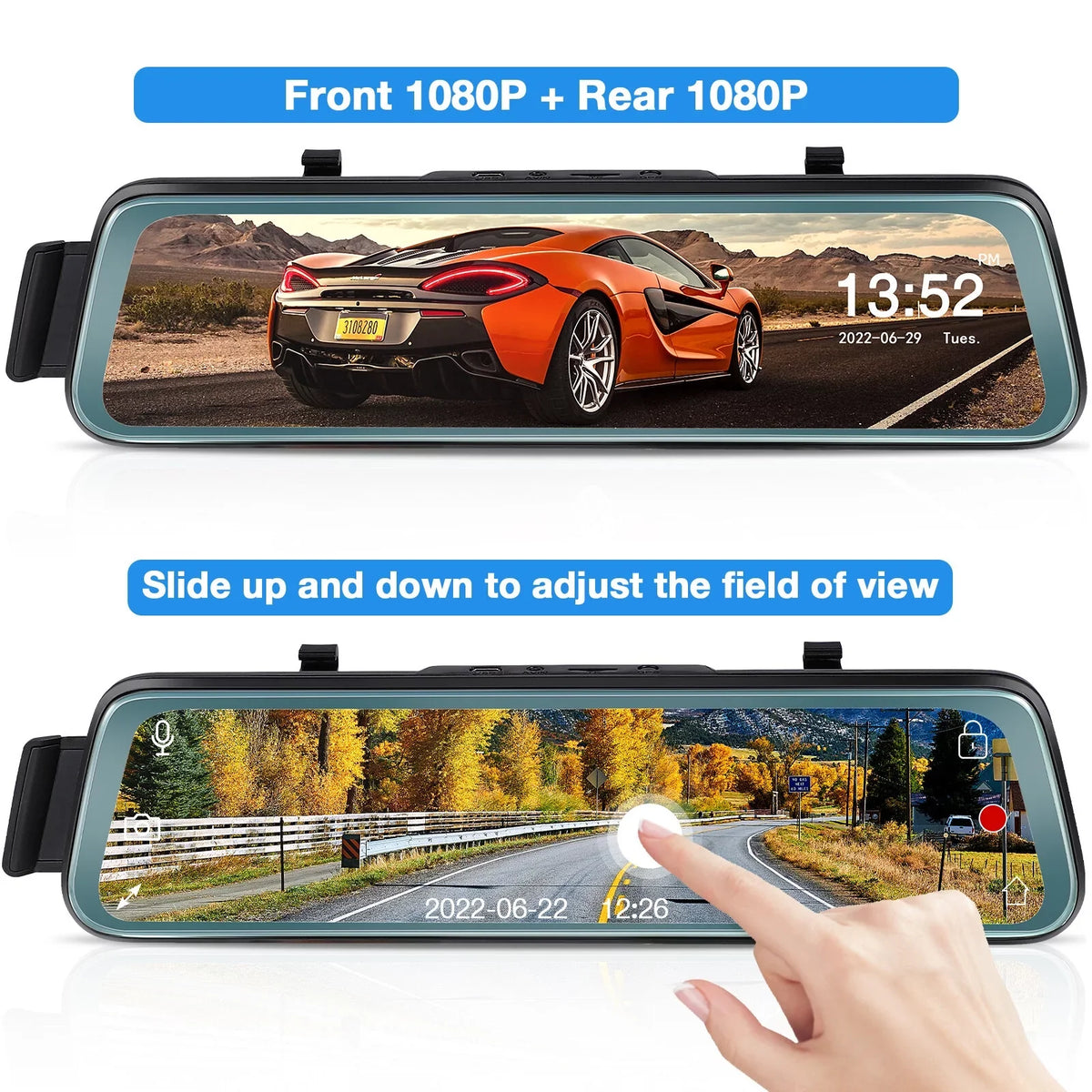 Dash Front 10' 170° Parking Camera ViewFHD Monitor Loop G-Sensor, ' 1080P Rear Backup Mirror w Cheefull and Cam Touch Full Wide Rear Recording, Camera Mirror Angle Screen