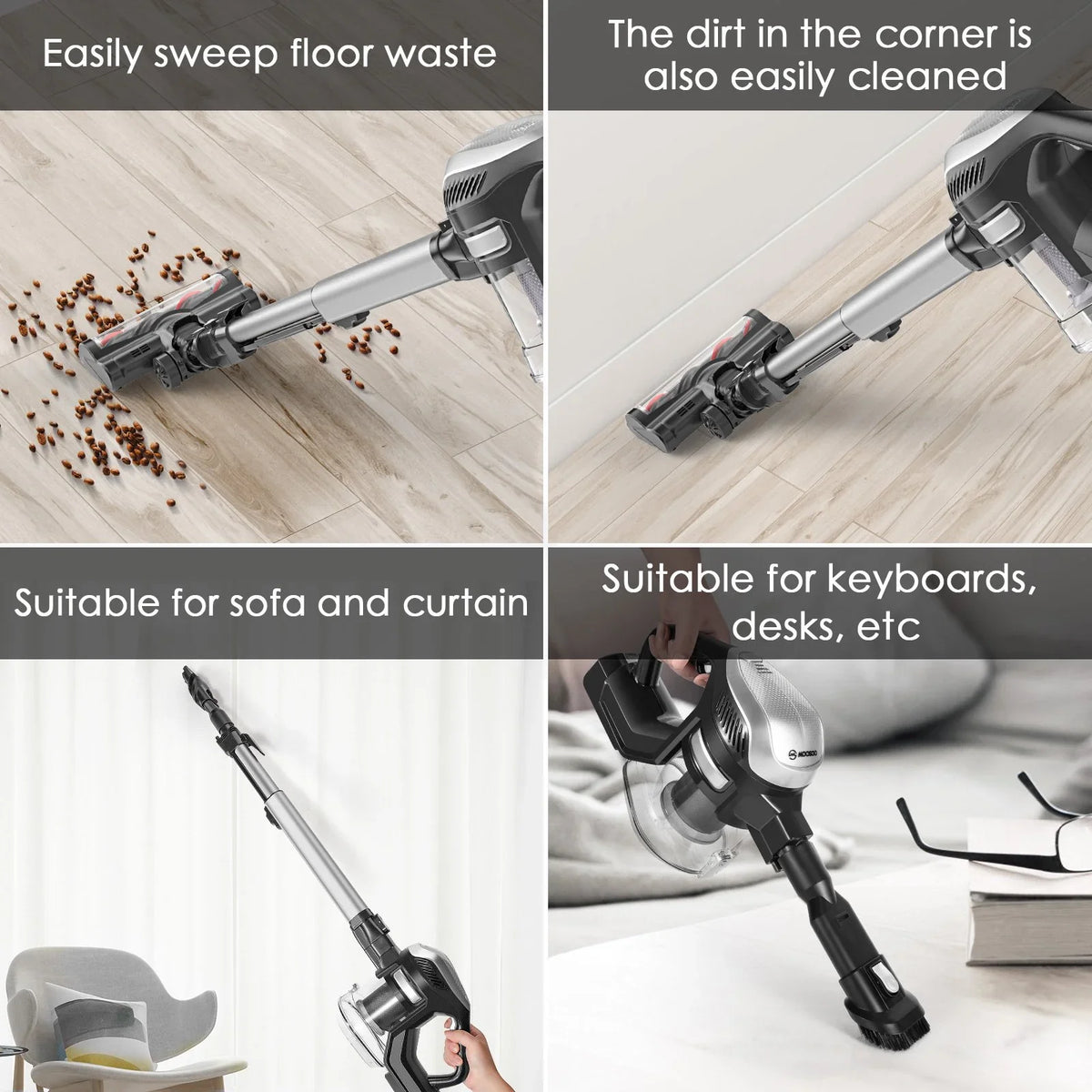 Stick MOOSOO Vacuum Lightweight Vacuum Cordless 4-in-1 Cleaner