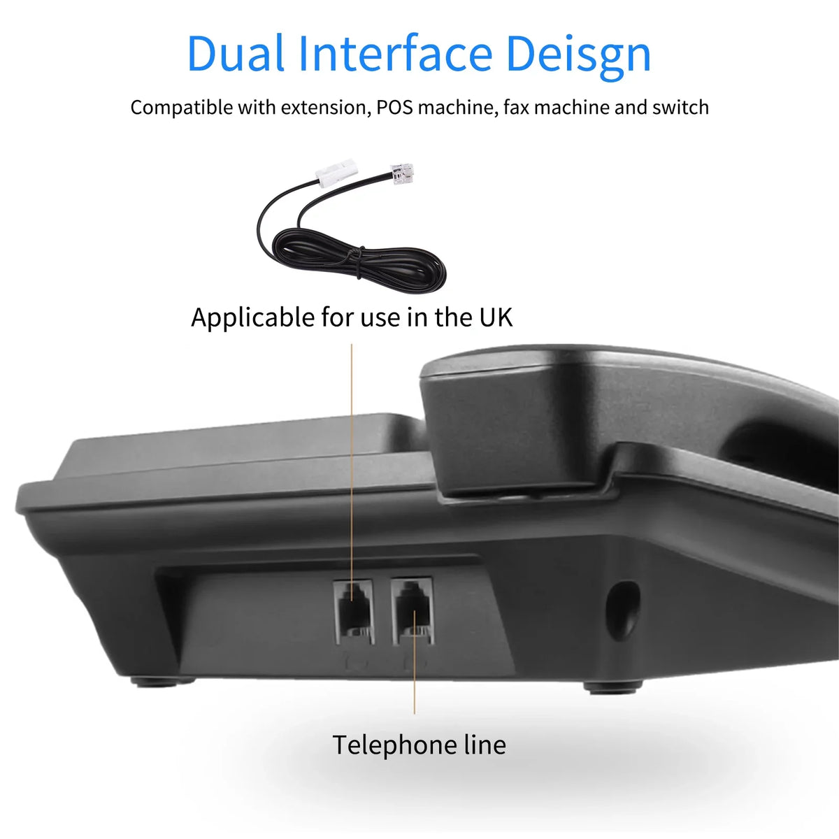 Dual Built-in Sound Chip Hands-Free/Redial/Flash/Speed Corded Date IC Control Support Elderly System Phone Phone Home Real-time Landline Black Dial/Ring DTMF/FSK for Desk Seniors Telephone