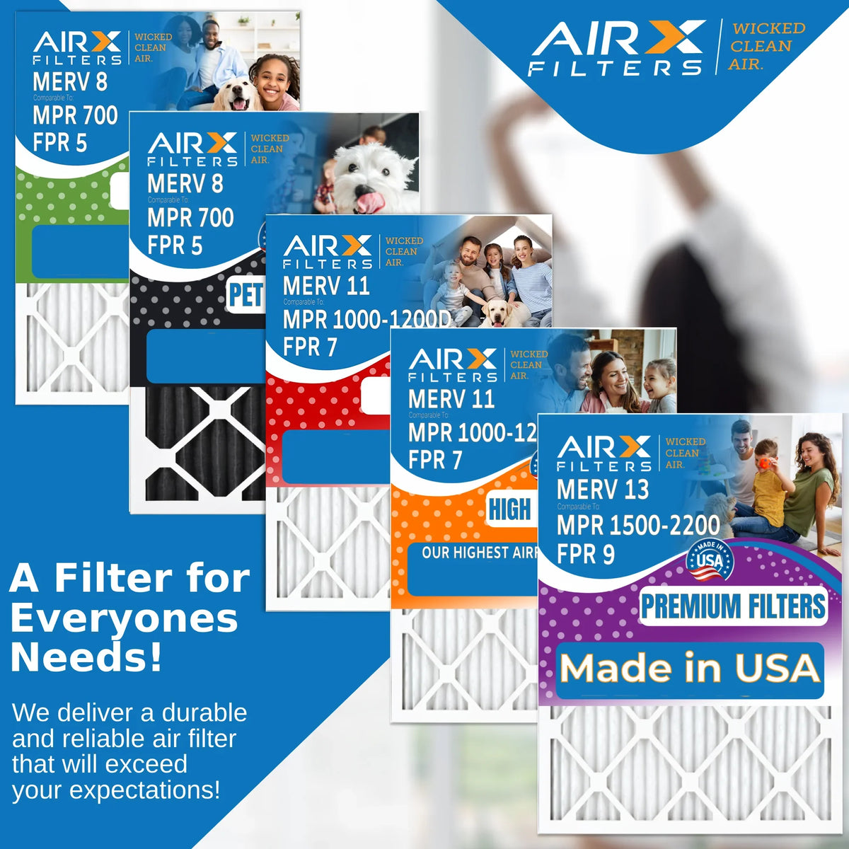 Filters 24x24x2 & CLEAN Made Premium MERV AIR. Pack MPR to 24x24x2 WICKED Filter Comparable FPR Air MPR Filter AIRX 6 USA Air Furnace HVAC Electrostatic 11 7 FILTERS 1200 by 1000, Conditioner Pleated